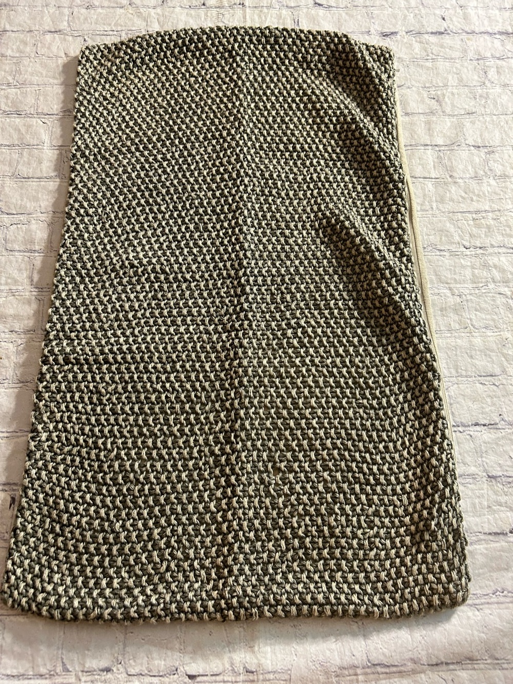 POTTERY BARN TEXTURED KNIT GREY/NATURAL LINEN & COTTON (2016) ONE PILLOW COVER